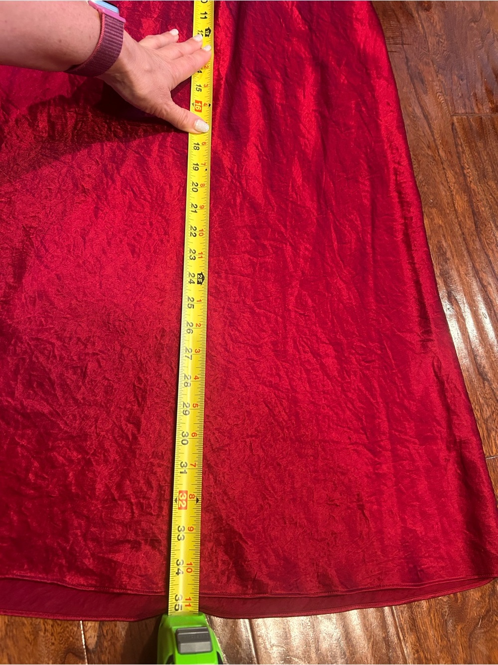 Eileen Fisher Red sophisticated textured satin Crinkled pull on Maxi Skirt XL - Picture 5 of 6